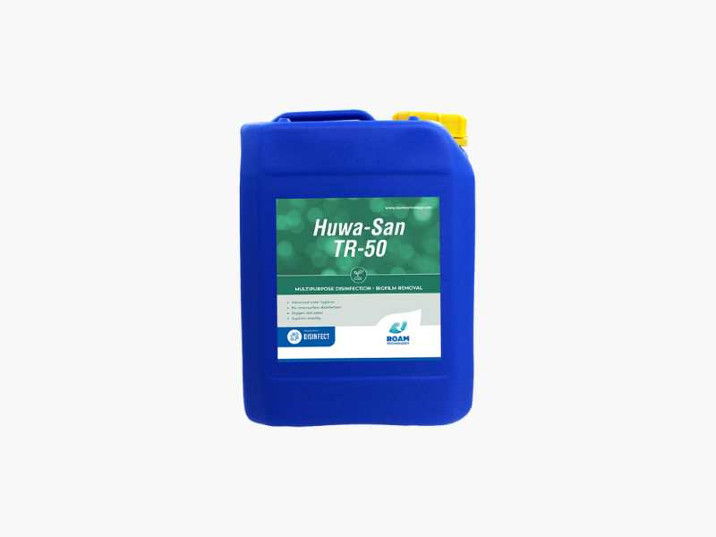 Blue container of Huwa-San TR-50 on a white background
