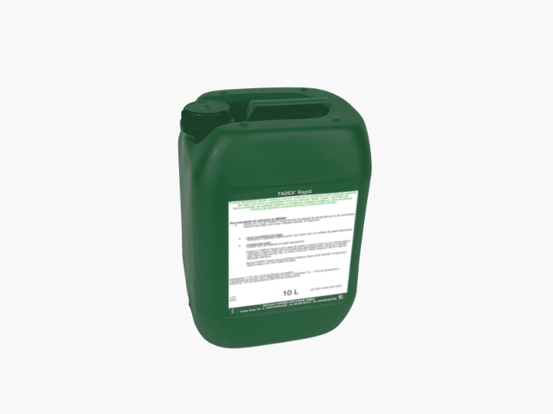 Green 10L container with a label on a white background