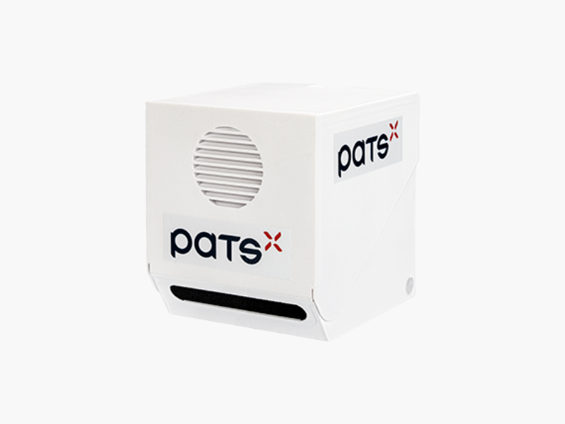 White electronic device with 'PATS' branding on a white background
