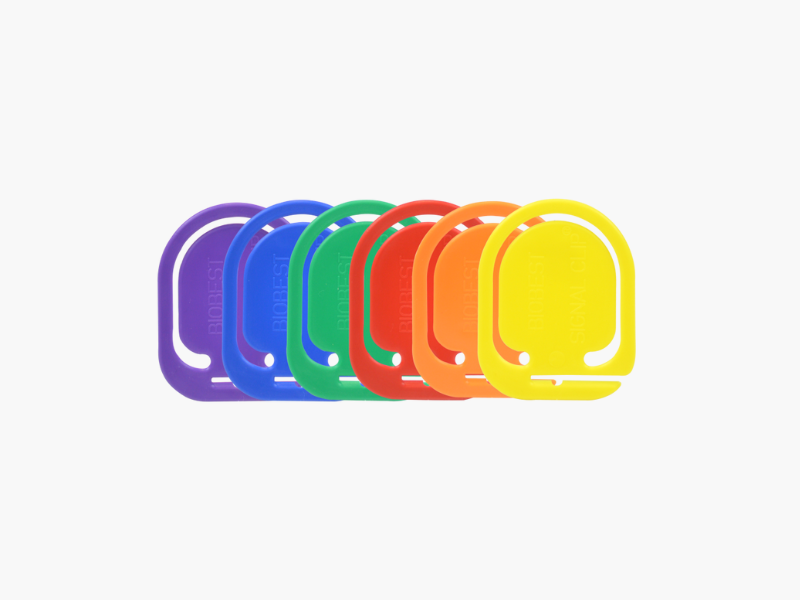 Set of colorful signal clips in various colors on a white background